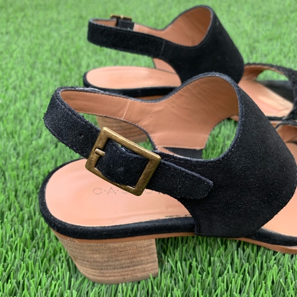 Caslon Black Suede Strappy Braid Wood Heel Sandal - Picture 6 of 6